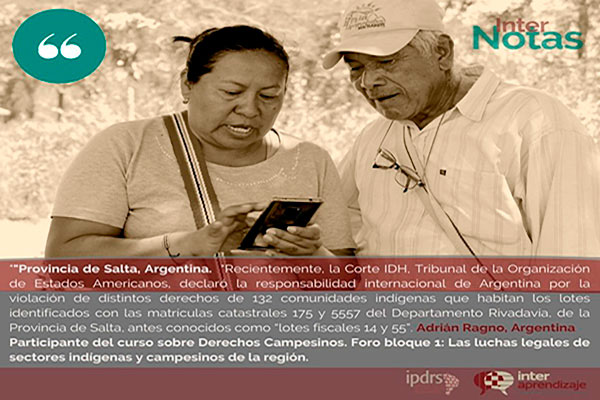 #Internota_2 IPDRS Interaprendizaje en el curso sobre Derechos Campesinos